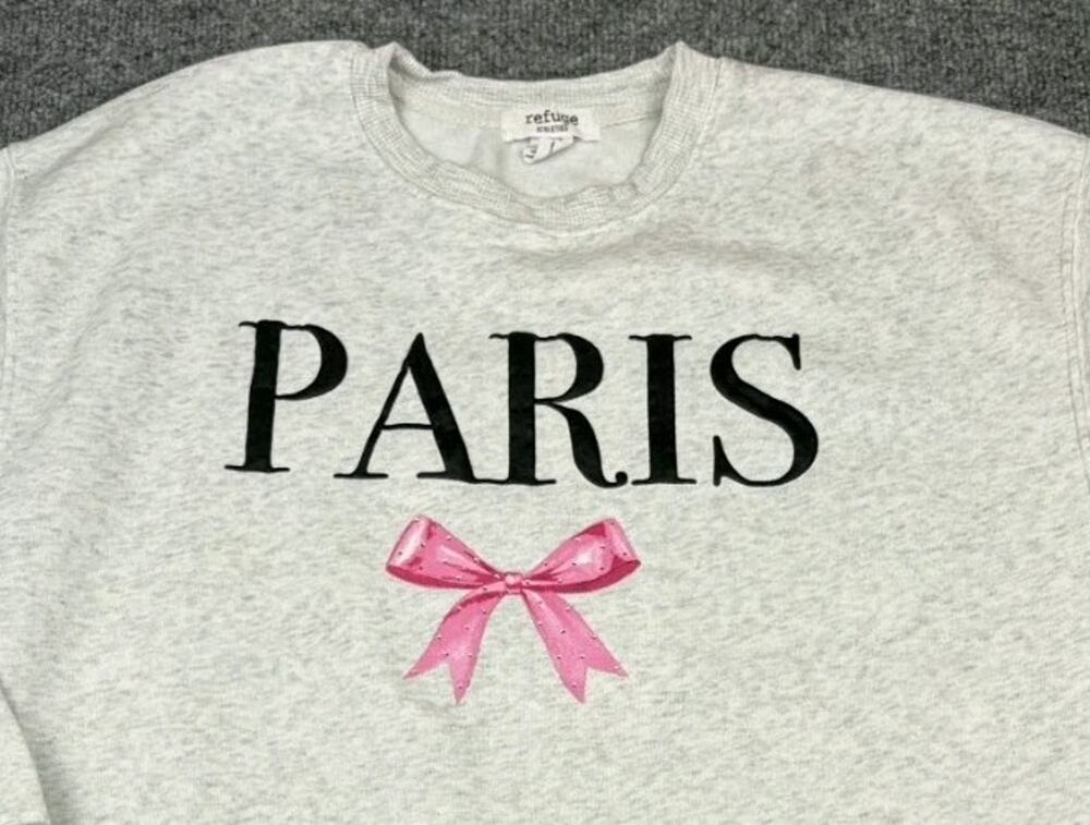 Refuge Athletic Women's PARIS Gray Sweatshirt Pullover Size S #1100
